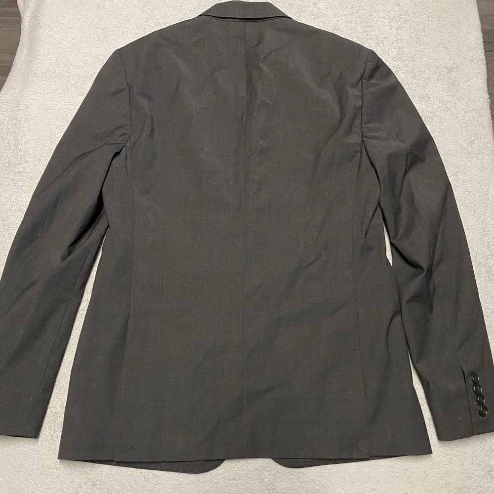 All Saints Blazer Mens Medium Charcoal Gray Wool Blend Stretch 38 Surgeon Cuff‎